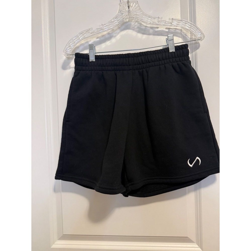 TLF Sweat Shorts Womens Small Black Excellent Fleece Gym Athleisure Loungewear